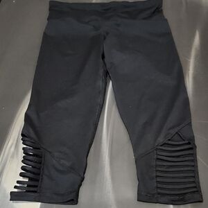 Champion Black Capri Leggings with Ladder Hem Detail